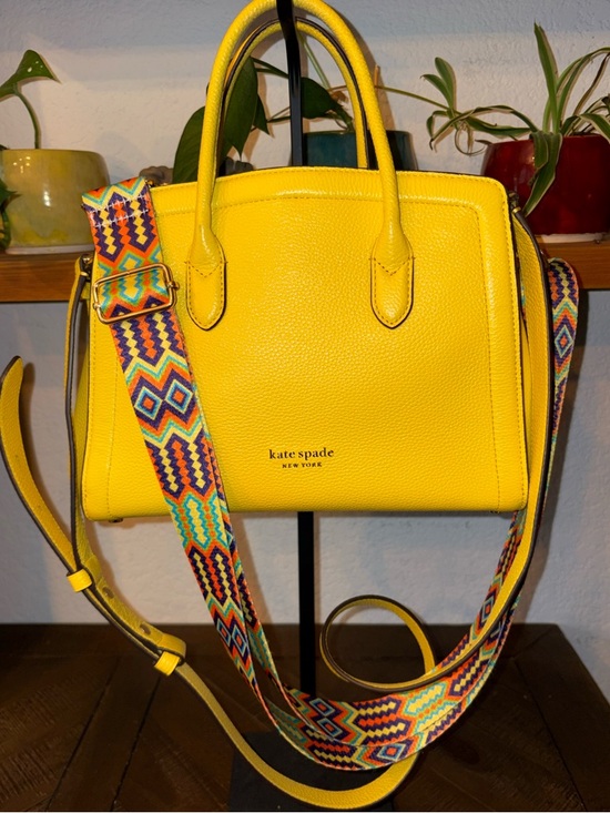 kate spade Handbags - Kate Spade Yellow Pebbled Leather Satchel Crossbody w/ Guitar Strap